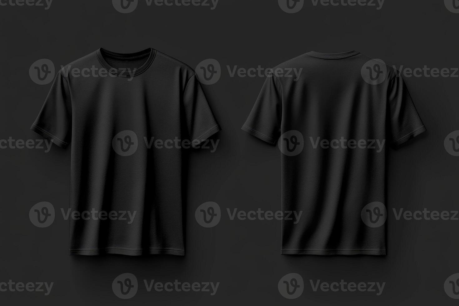 Black TShirt Front And Back View Display photo