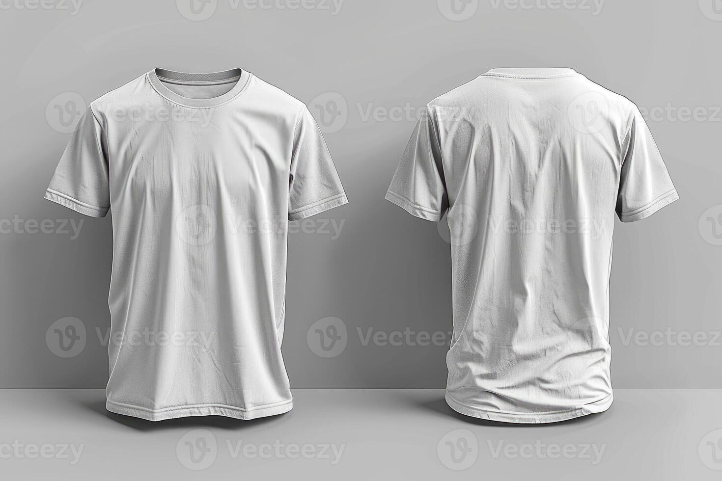 White Mens Short Sleeve T Shirt Front And Back View photo
