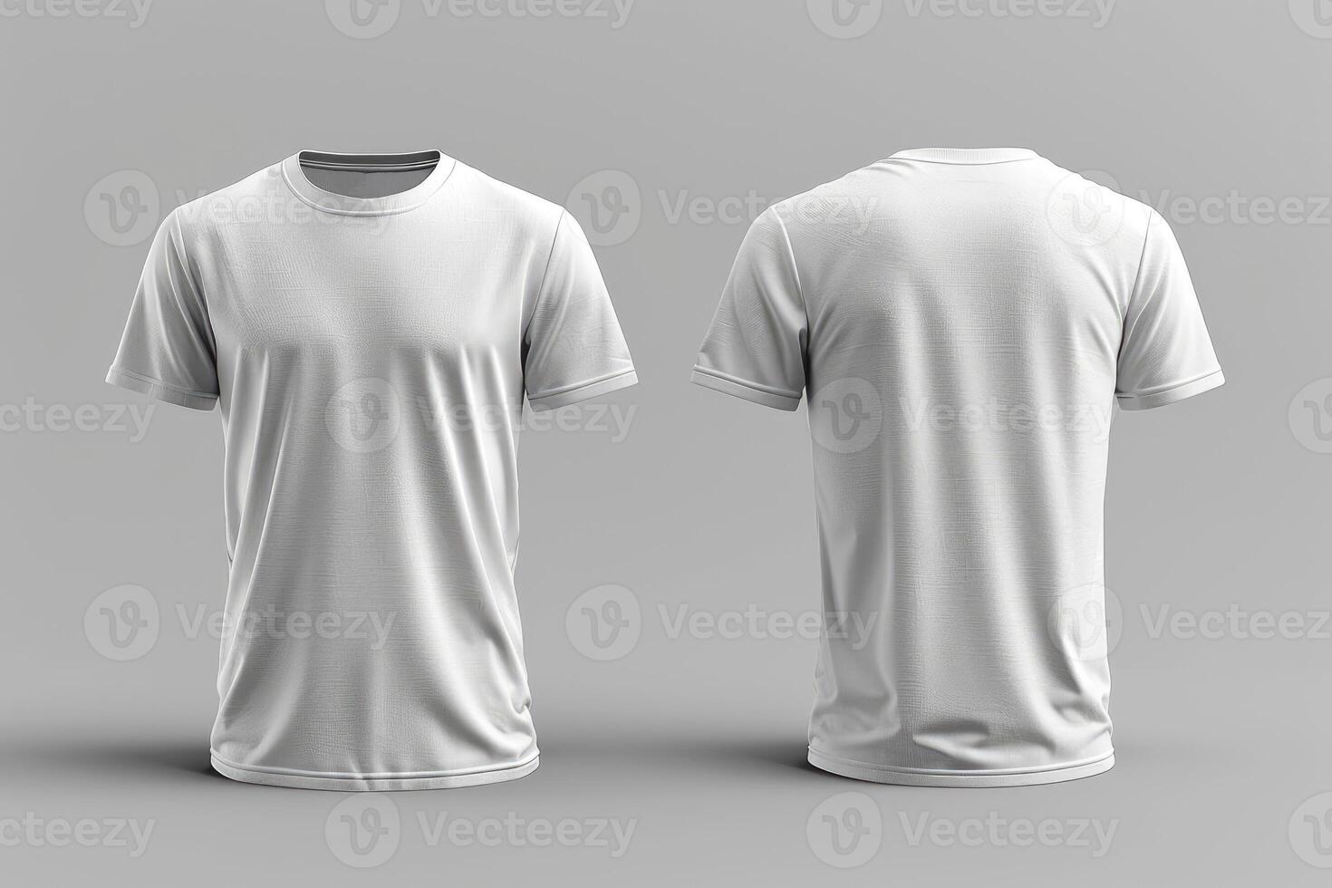 A white crew neck tshirt shown from front and back views photo