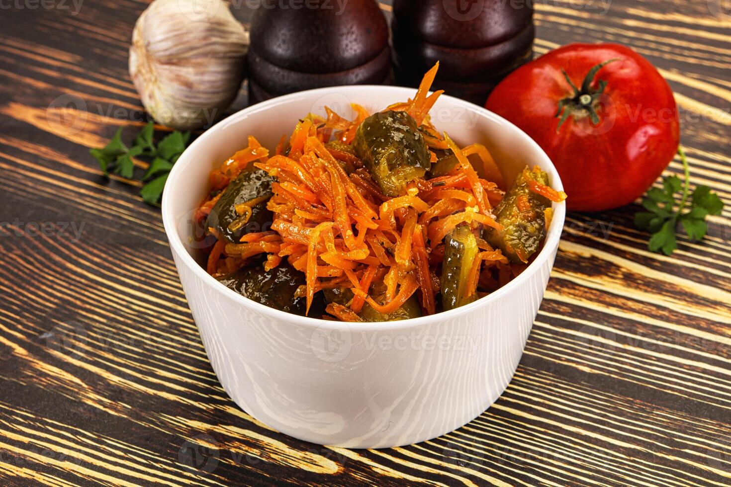 A white bowl filled with vegetables and spices photo