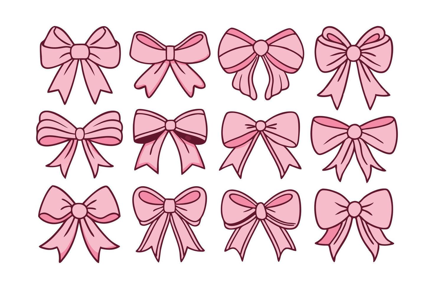 Coquette Bow Valentine's Day Collection Cute Girly Valentine Clipart for Cricut and Sublimation. vector