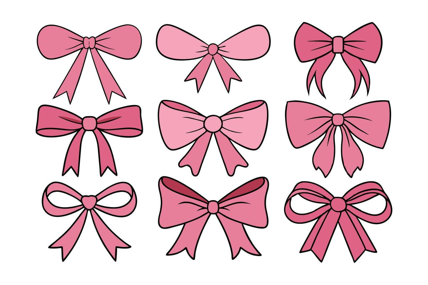 Set of Coquette Bow Valentine's Day Cute Girly Valentine Clipart for Cricut and Sublimation. vector