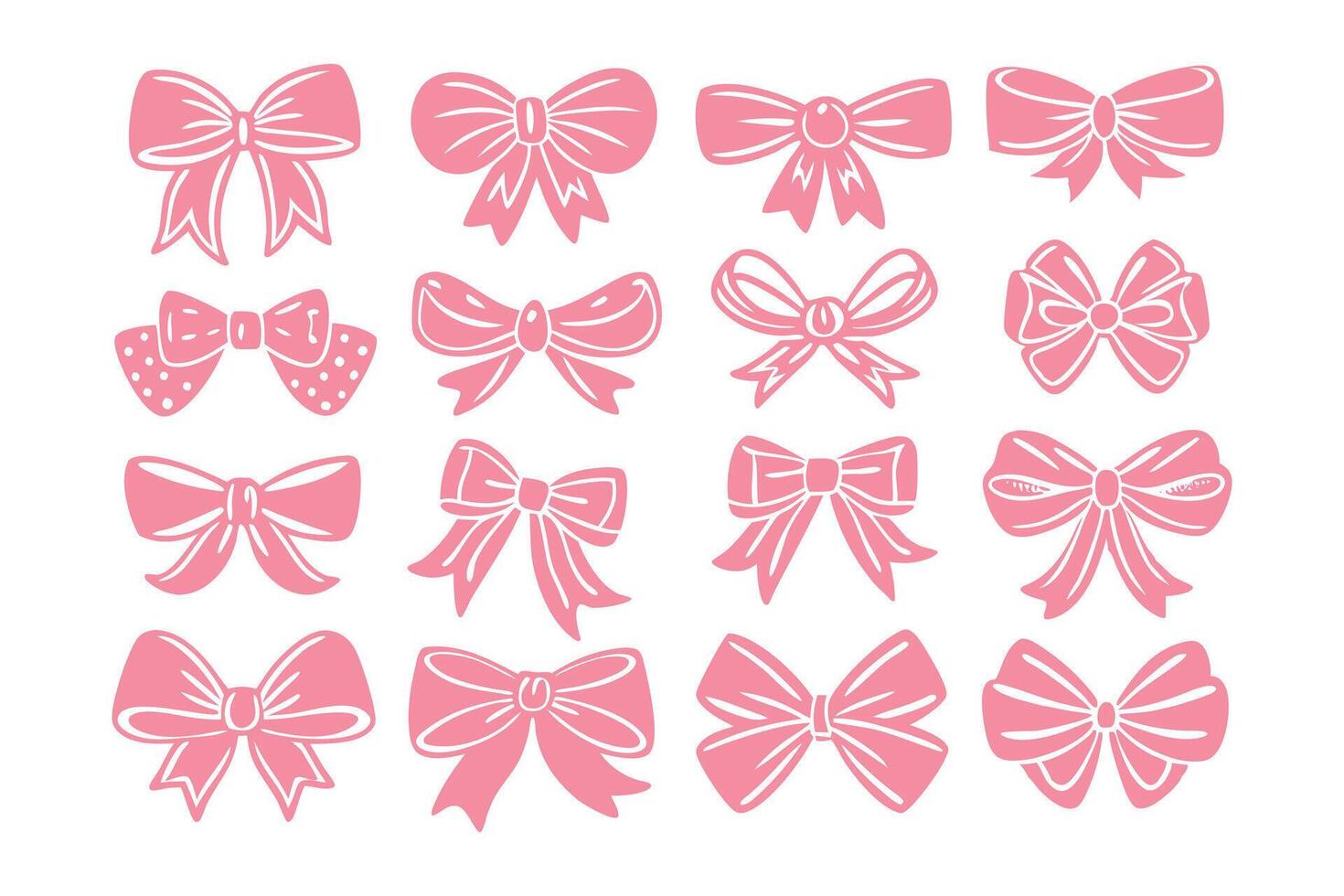 A set of Coquette Bow Valentine's Day Cute Girly Valentine Clipart for Cricut and Sublimation. vector