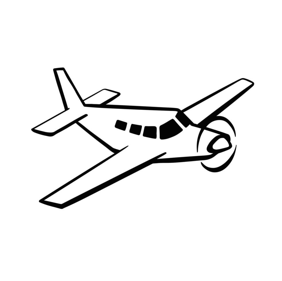 icon symbol of hang glider, airplane with screw, propeller monochrome vector