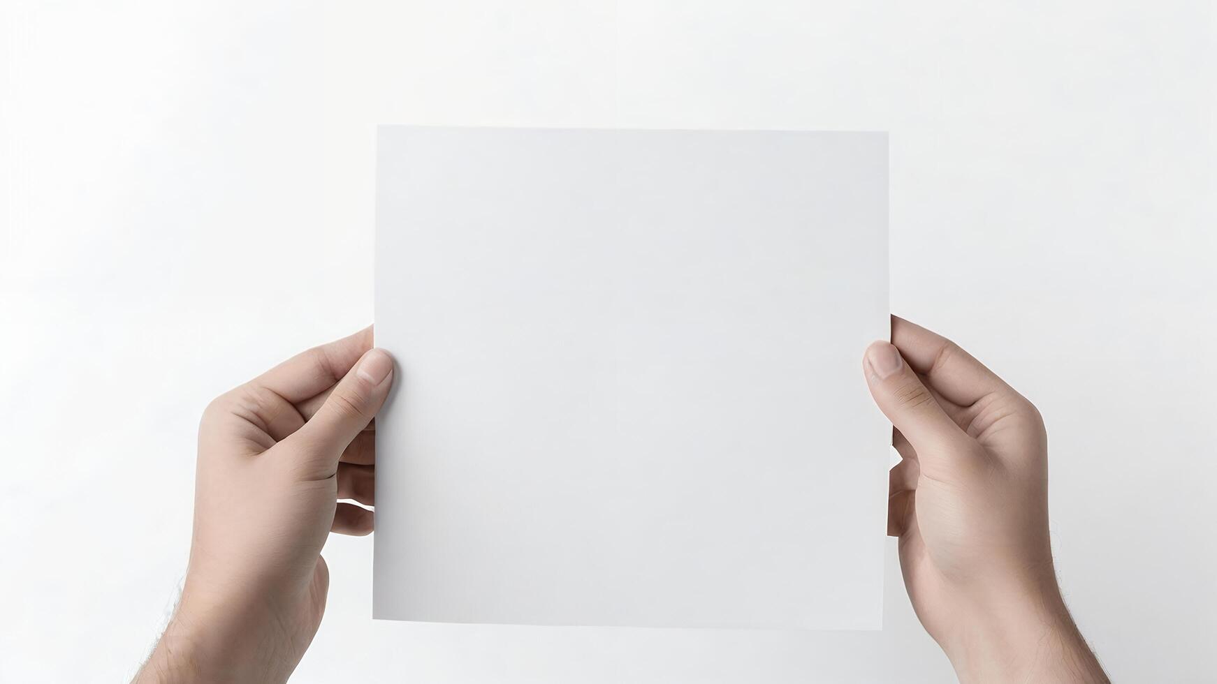 Hands holding blank white paper. photo