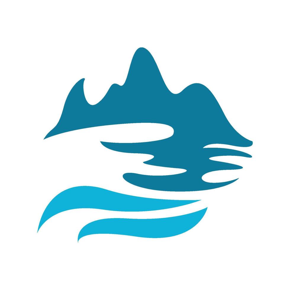 wave logo with blue waves landscape vector