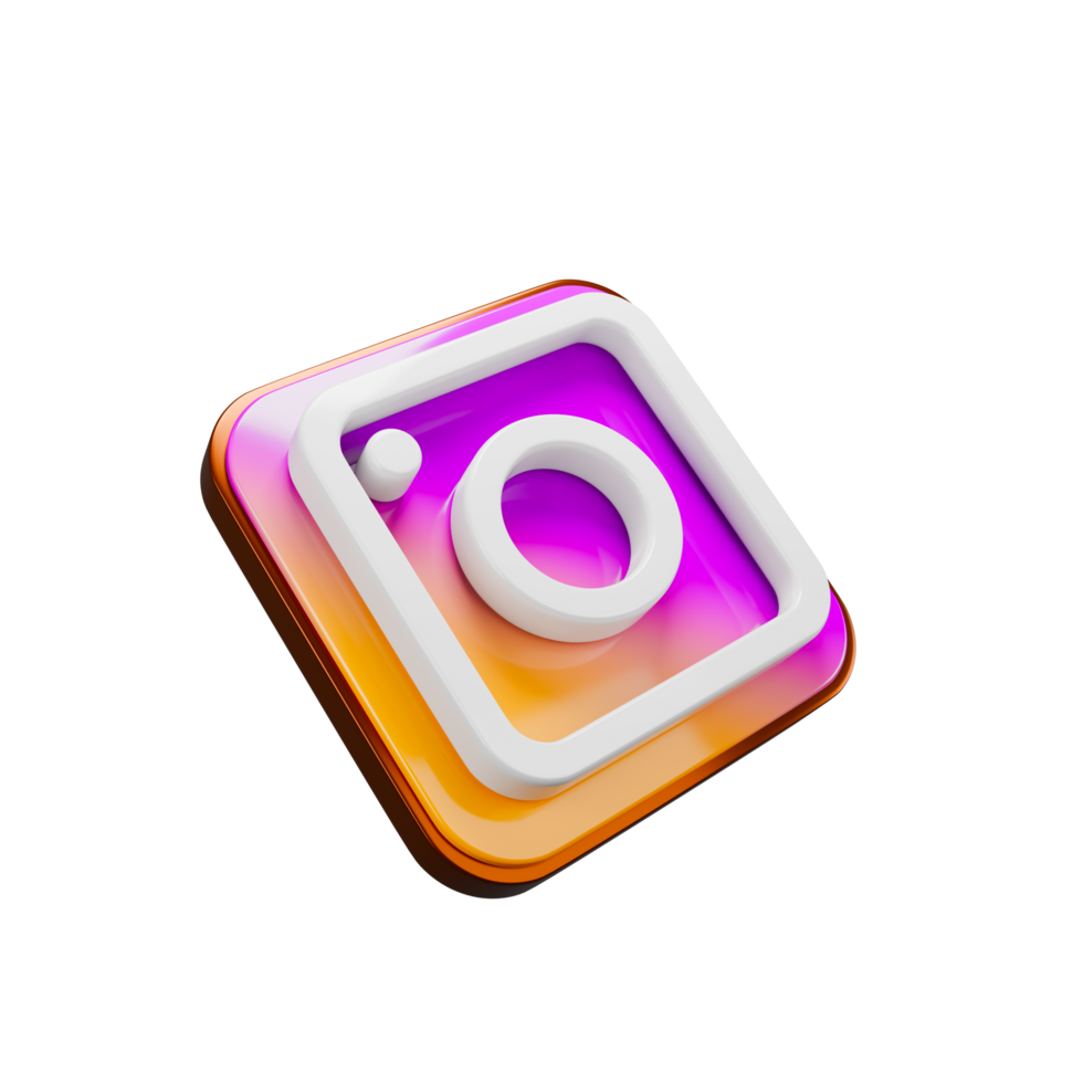 a 3d icon render of Instagram symbol png