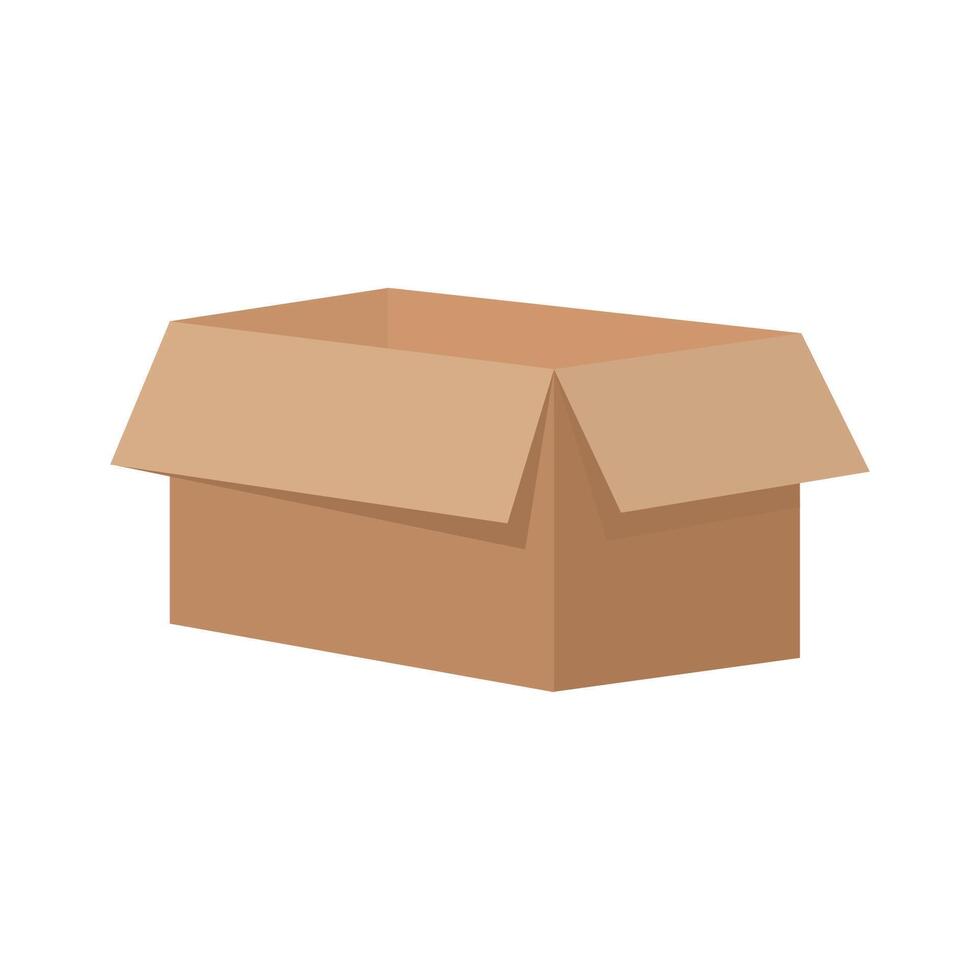 Open cardboard box in flat style on a white background. vector