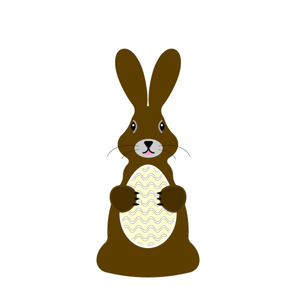 Chocolate Easter bunny on a white background. vector