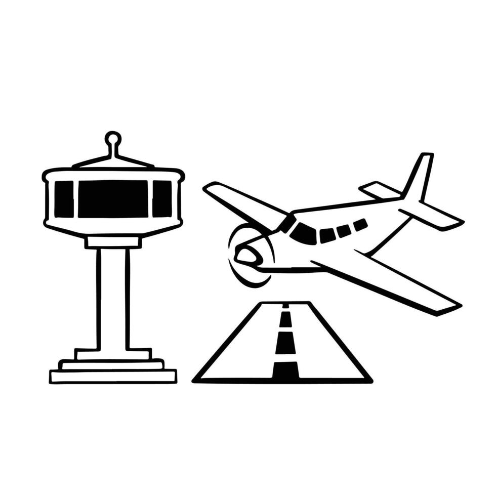 linear monochrome icon airport simple vector