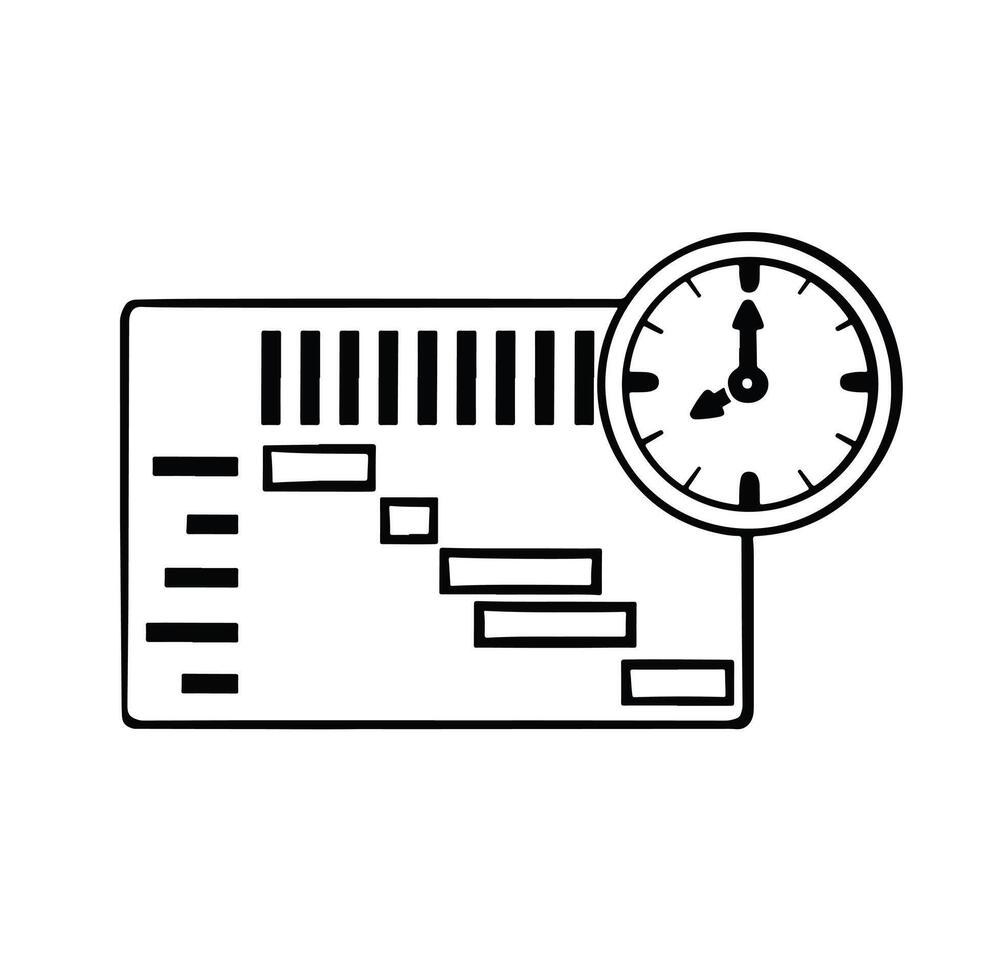 linear monochrome icon table schedule stopwatch flight timer simple vector