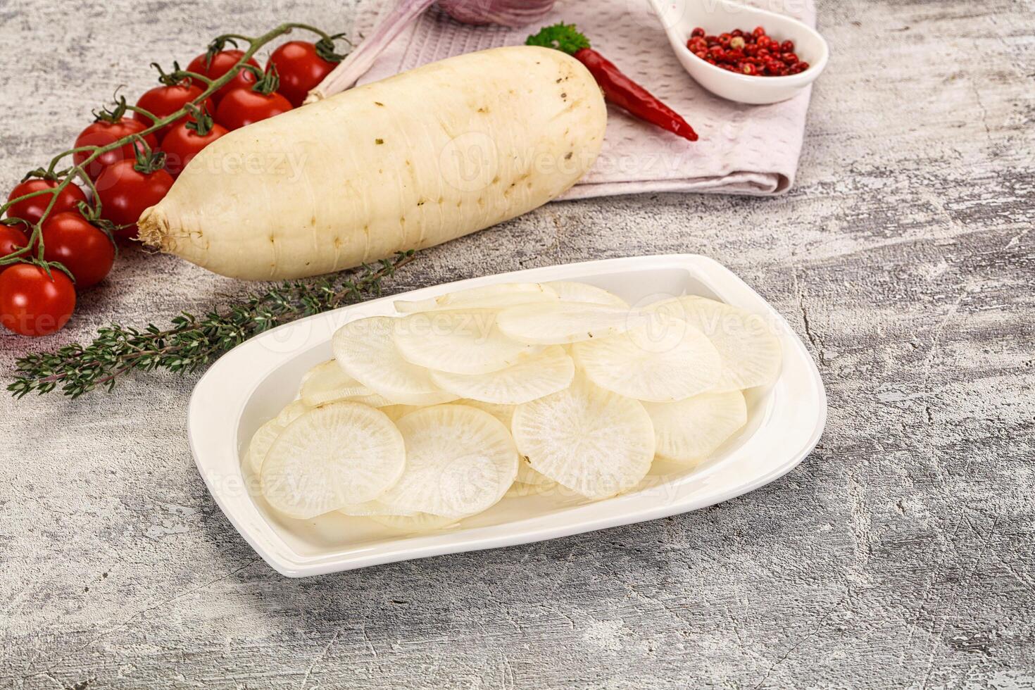 A white plate with potatoes and other vegetables photo