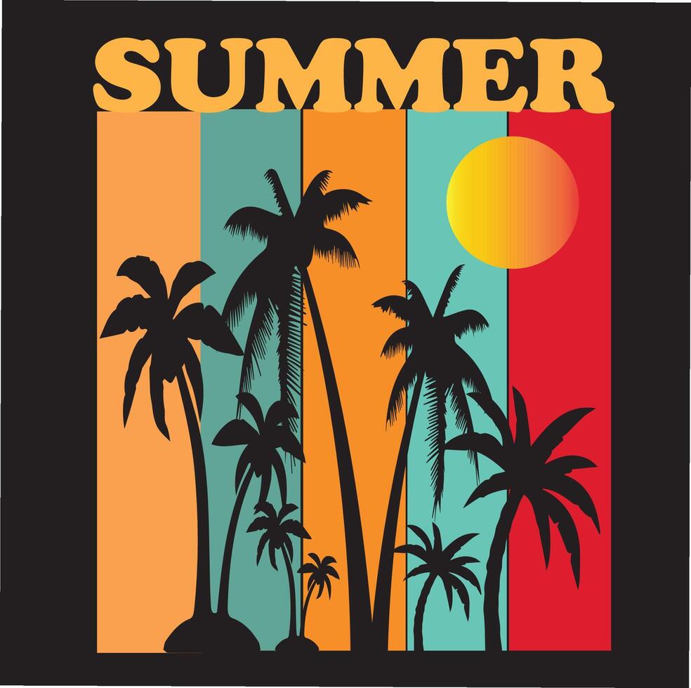 Summer Landscape T-shirt Design vector