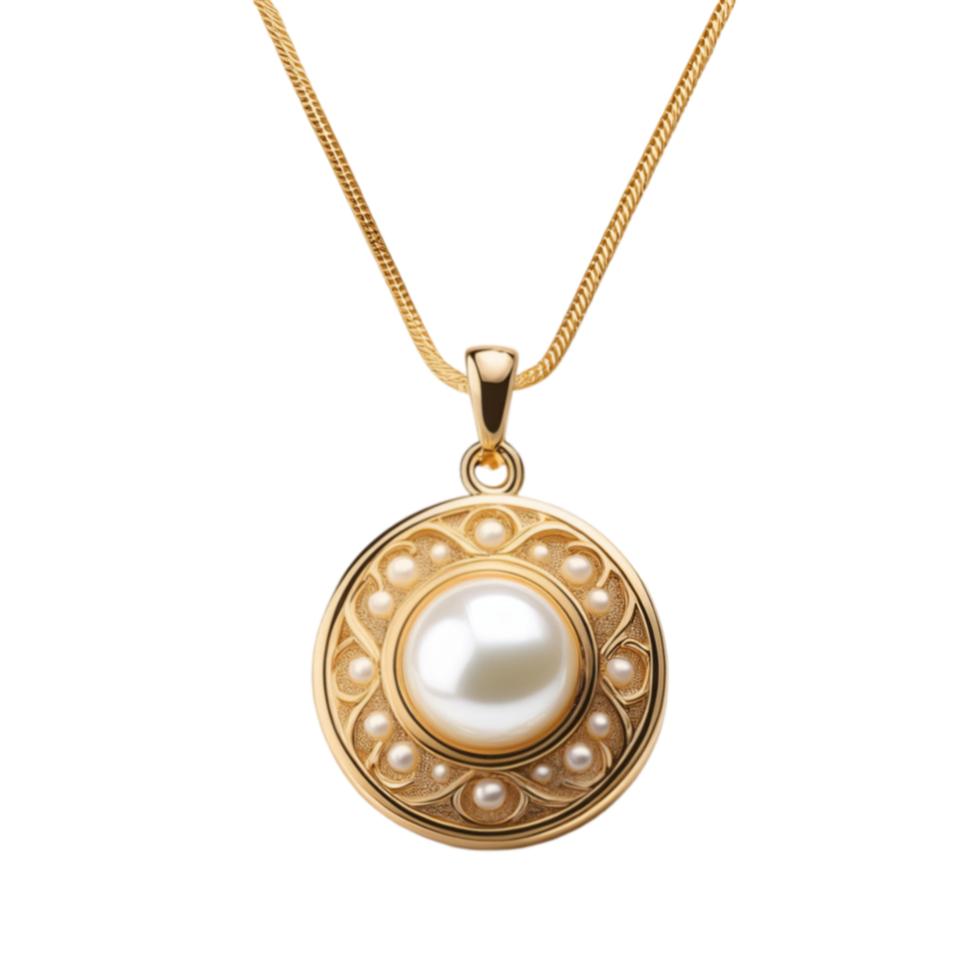 Gold Pearl Pendant on transparent background png