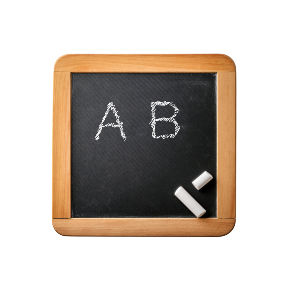 Kids wooden frame slate with chalk on transparent background png
