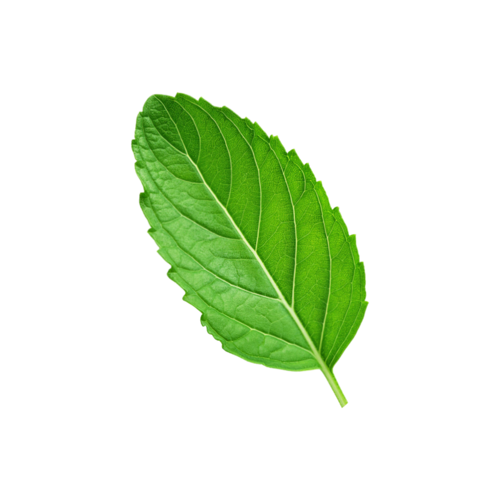 Green tulsi leaf on transparent background png