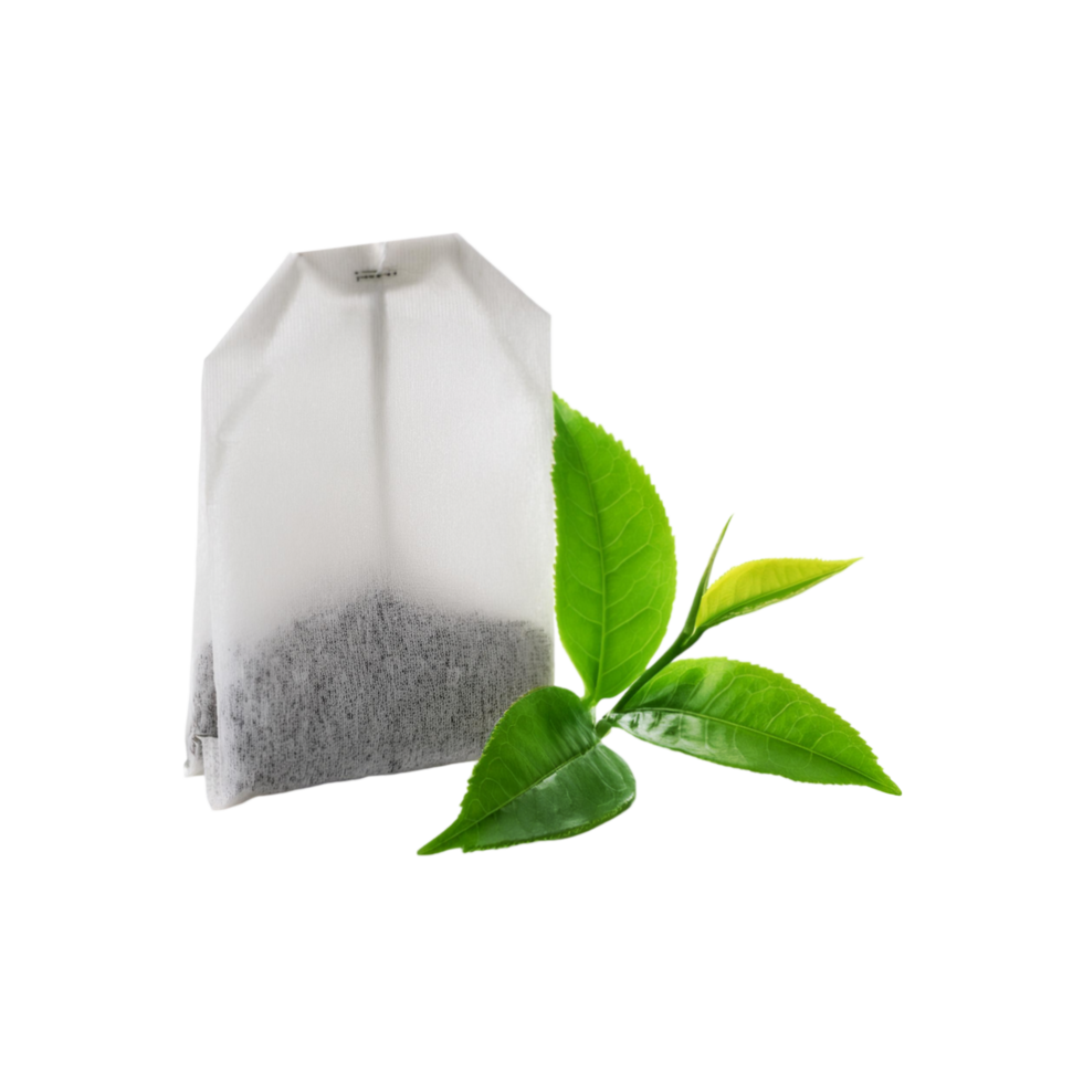 Teabag with tea leaf on transparent background png