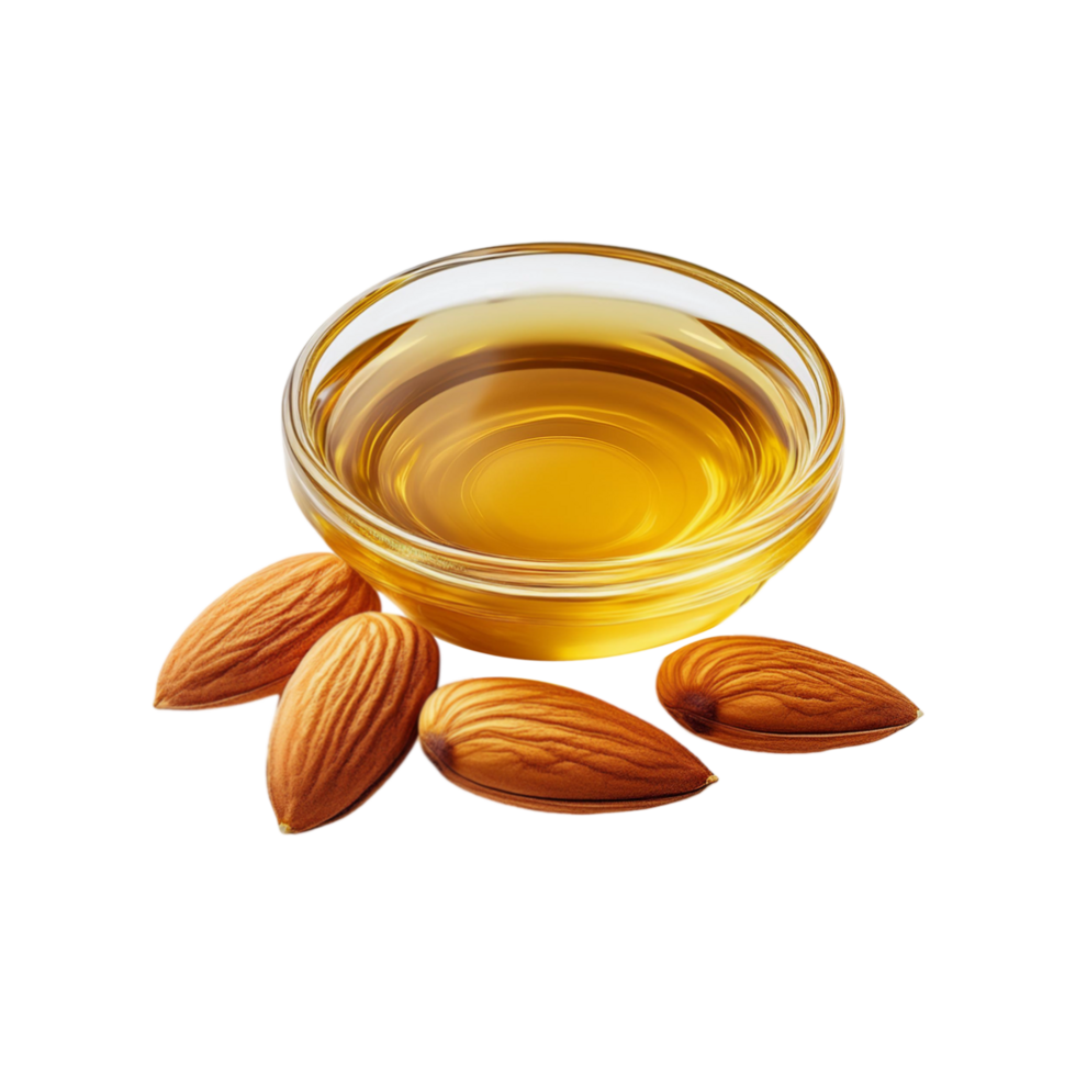 Almond oil bowl on transparent background png