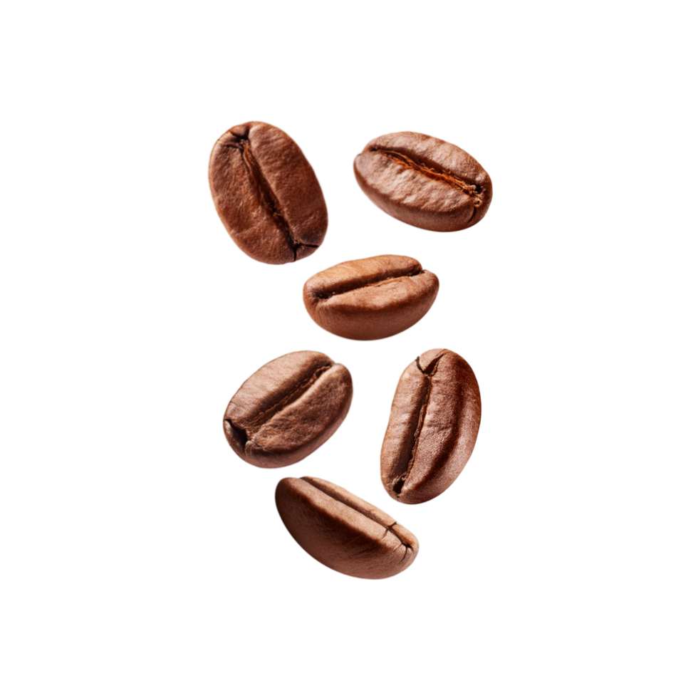 falling coffee beans on transparent background png