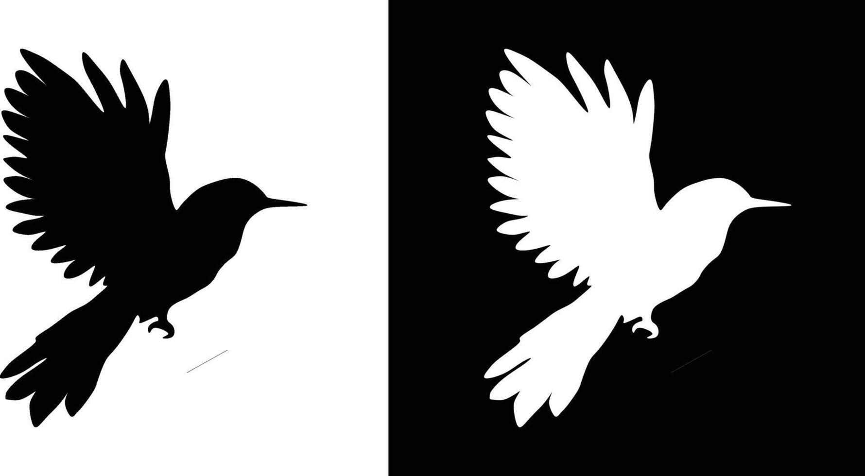 Silhouettes of Hummingbirds in Flight on Contrasting Backgrounds vector