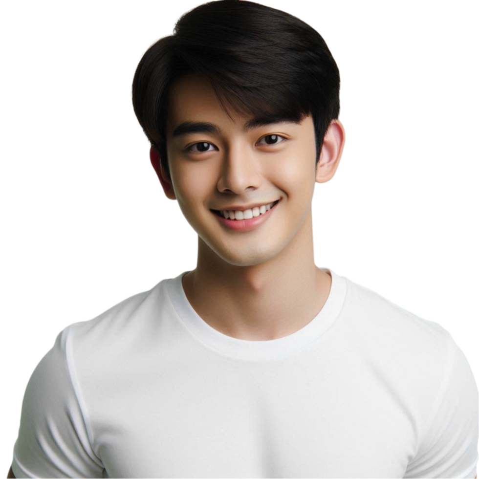 a man in a white t - shirt smiling png