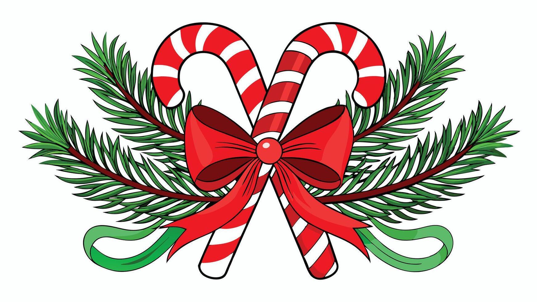 Snowberries with green twigs of Christmas tree, red vector
