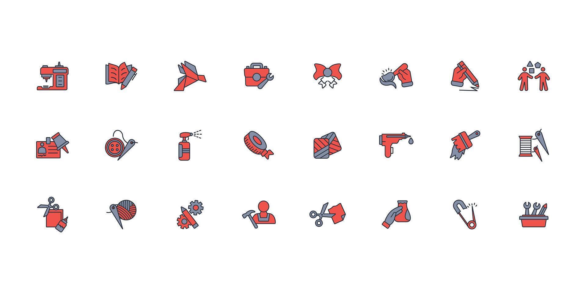 Crafting icon set..Editable stroke.linear style sign for use web design,logo. vector