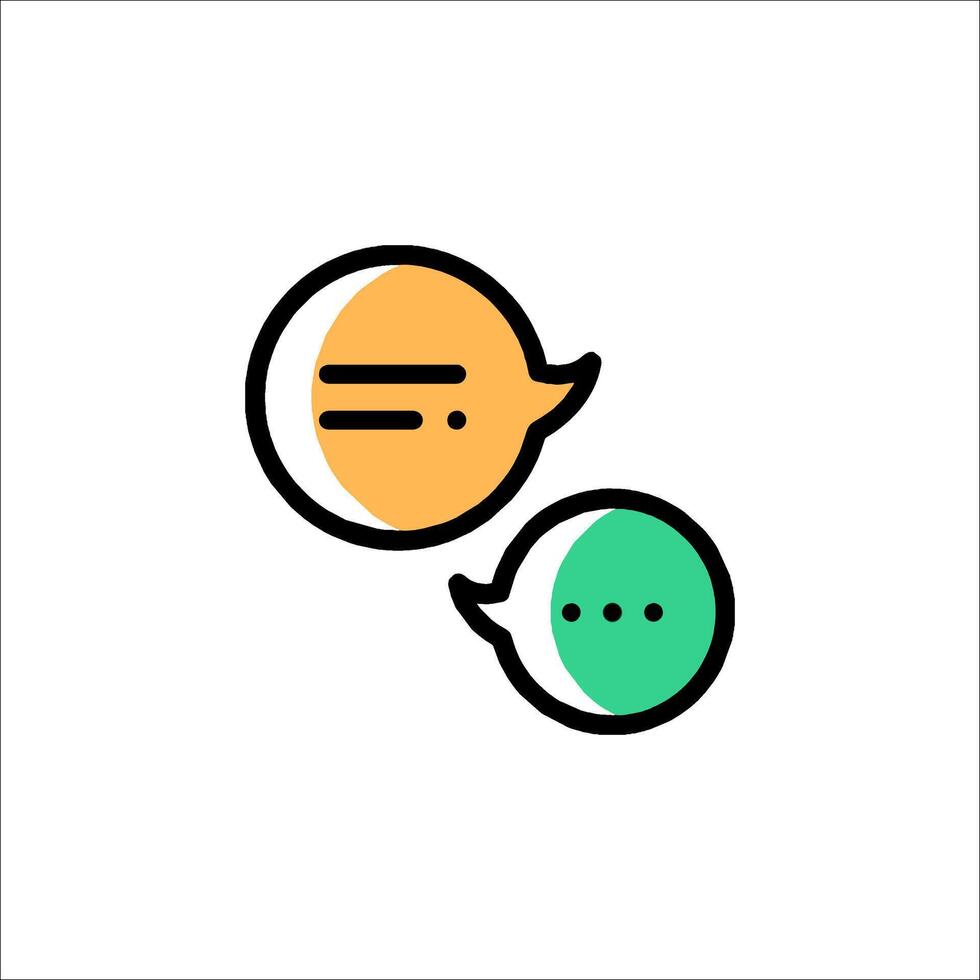 Two speech bubbles with a green and orange color vector
