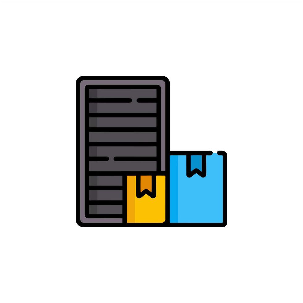 A computer with a book and a box vector