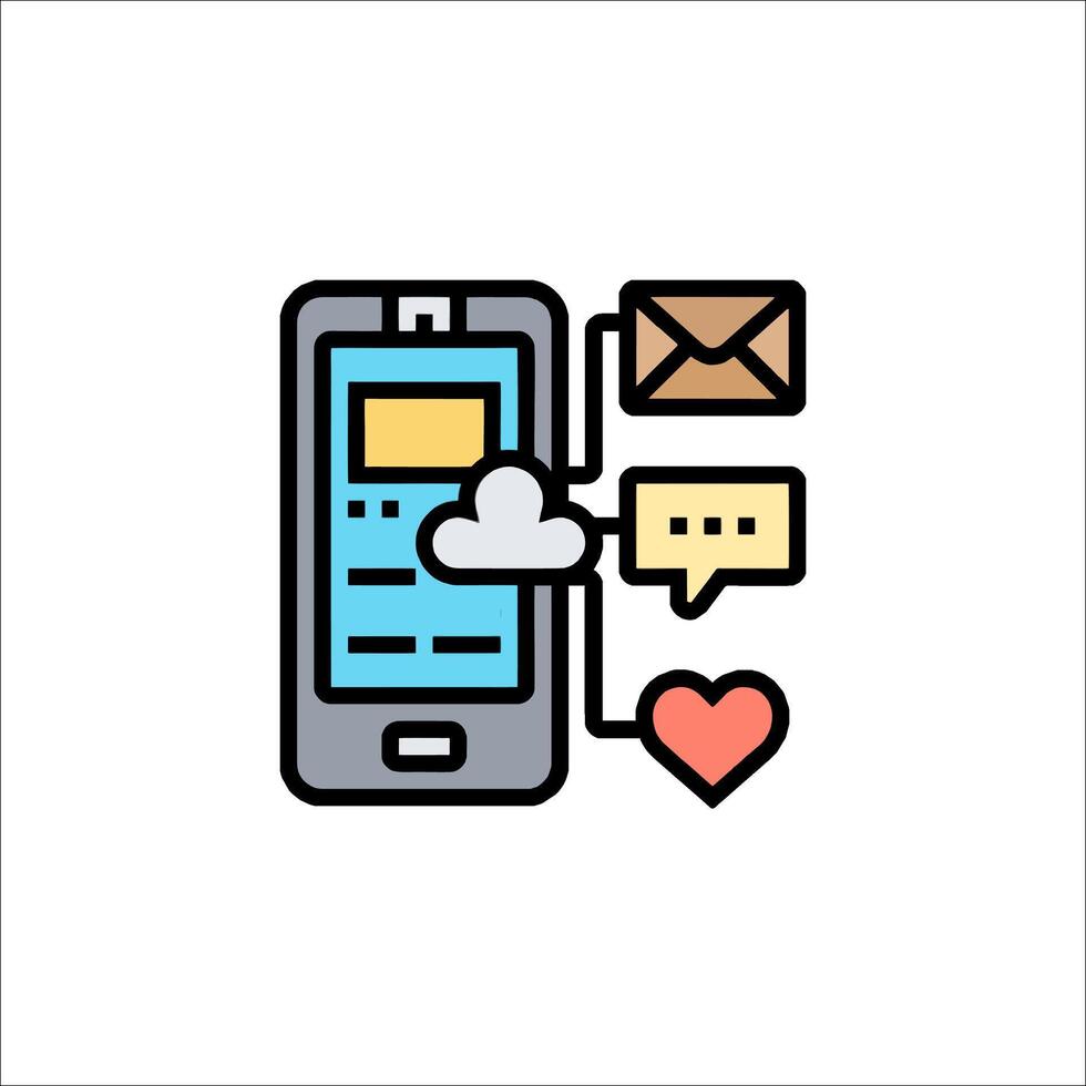 Mobile phone icon with cloud and mail vector