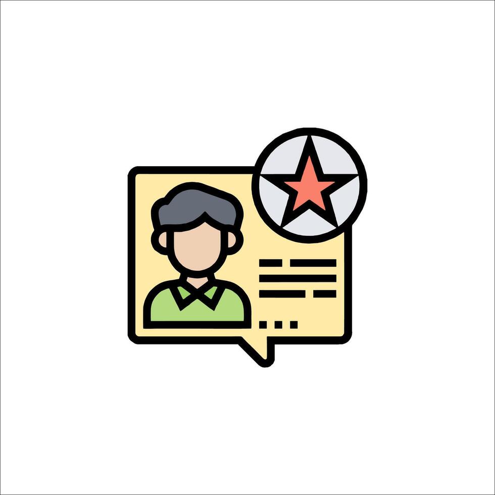 A person with a star icon on a chat box vector
