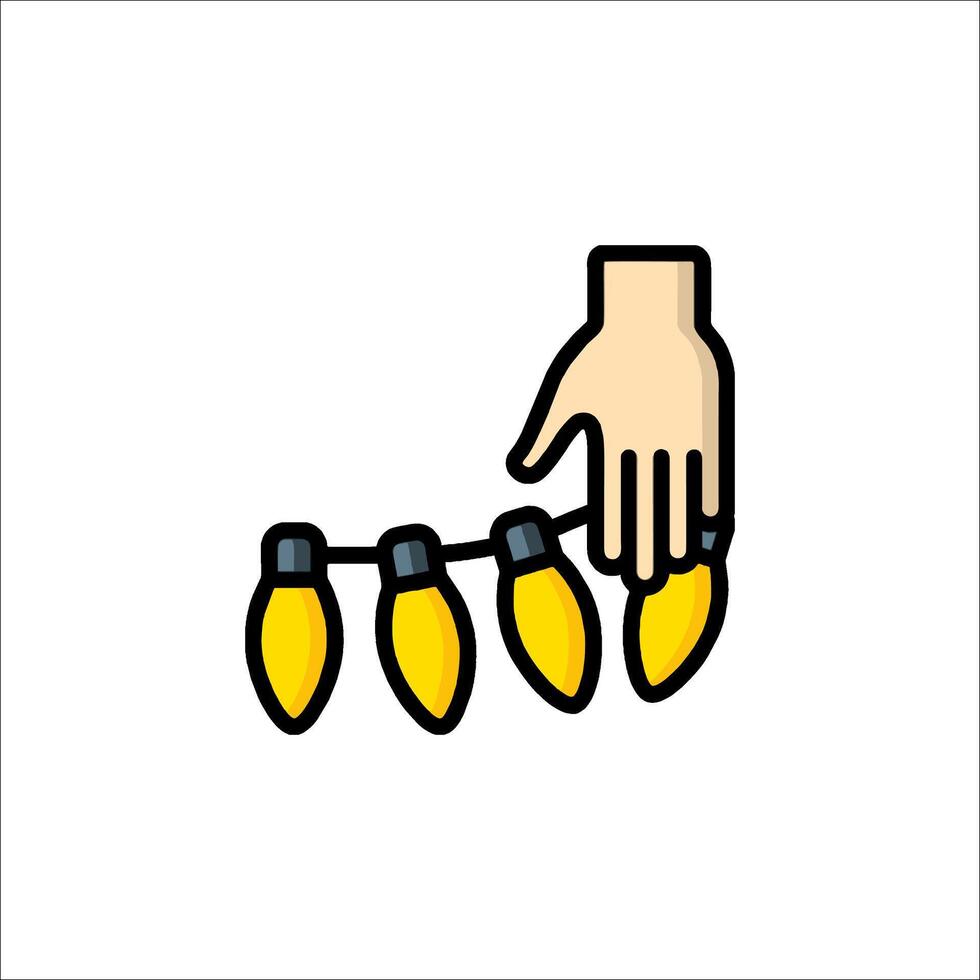 Hand holding a string of lights with a hand holding it vector