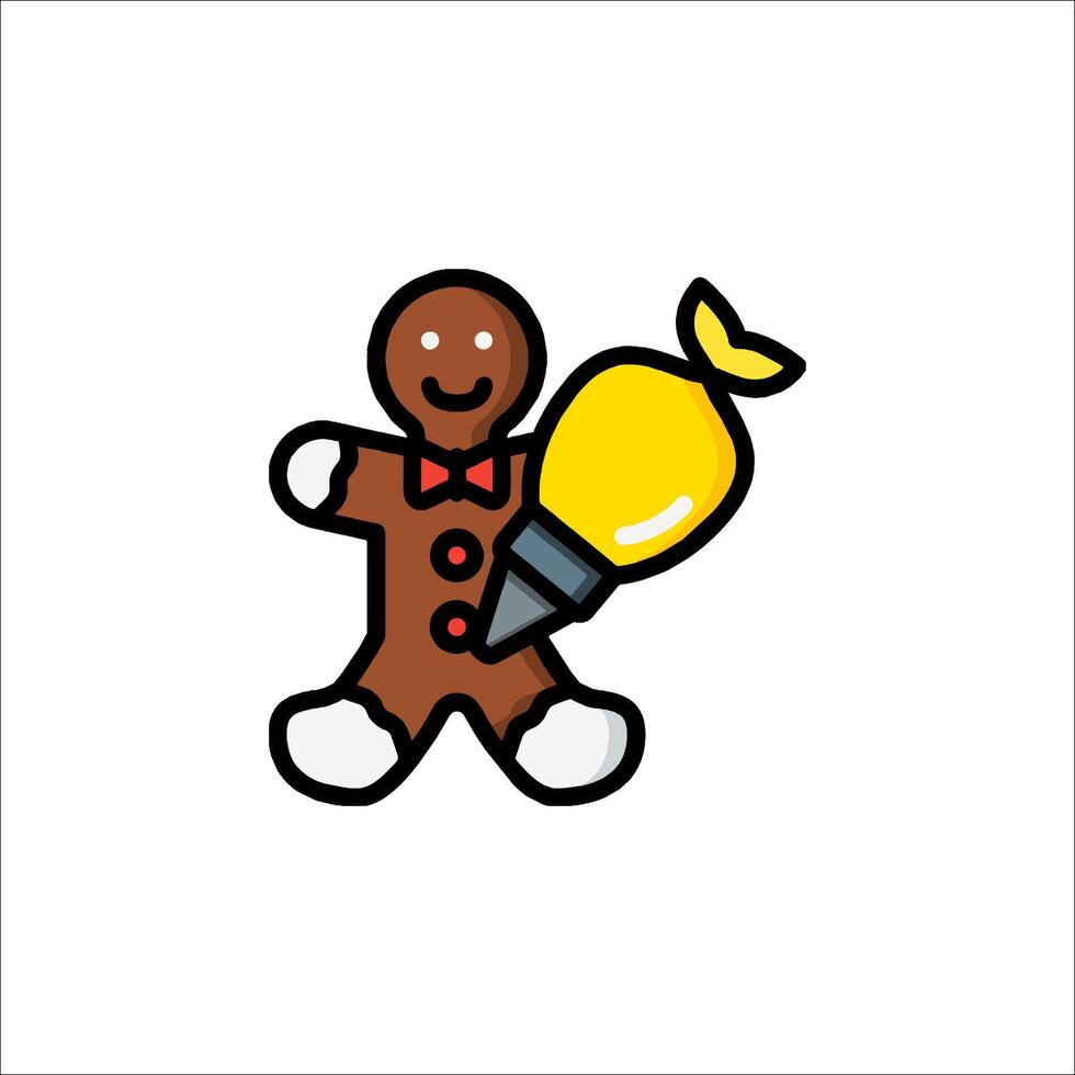 A gingerbread man holding a light bulb vector
