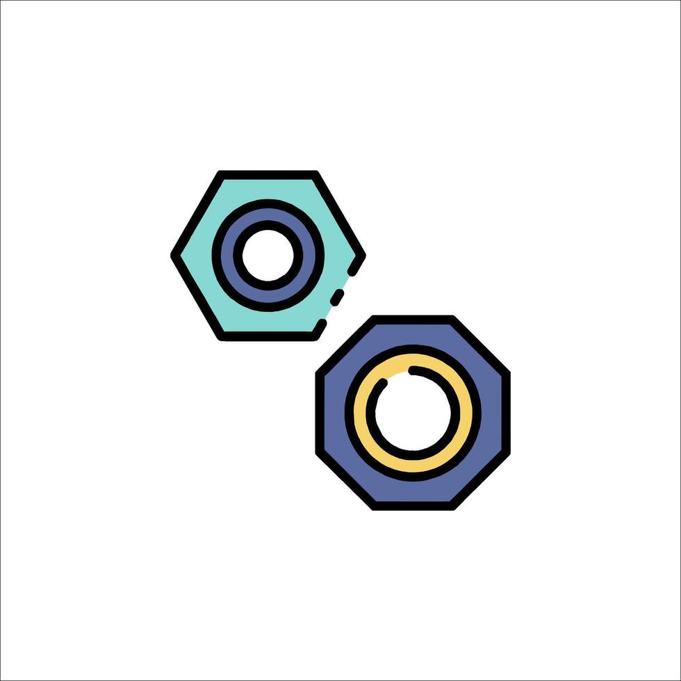 Two hexagons with a yellow and blue center vector