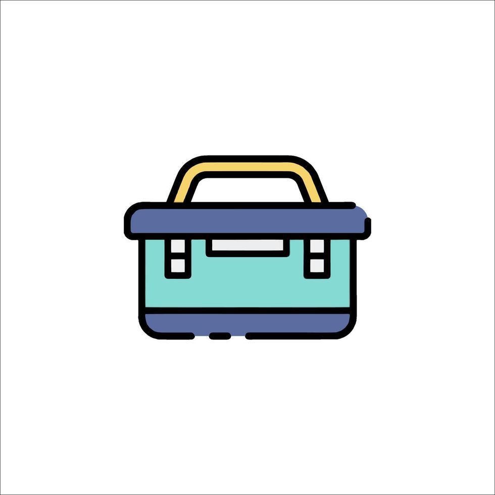 A blue and yellow toolbox icon on a white background vector