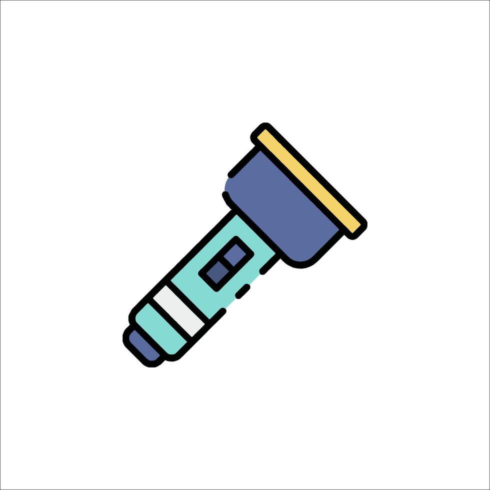 A blue and yellow flashlight icon on a white background vector