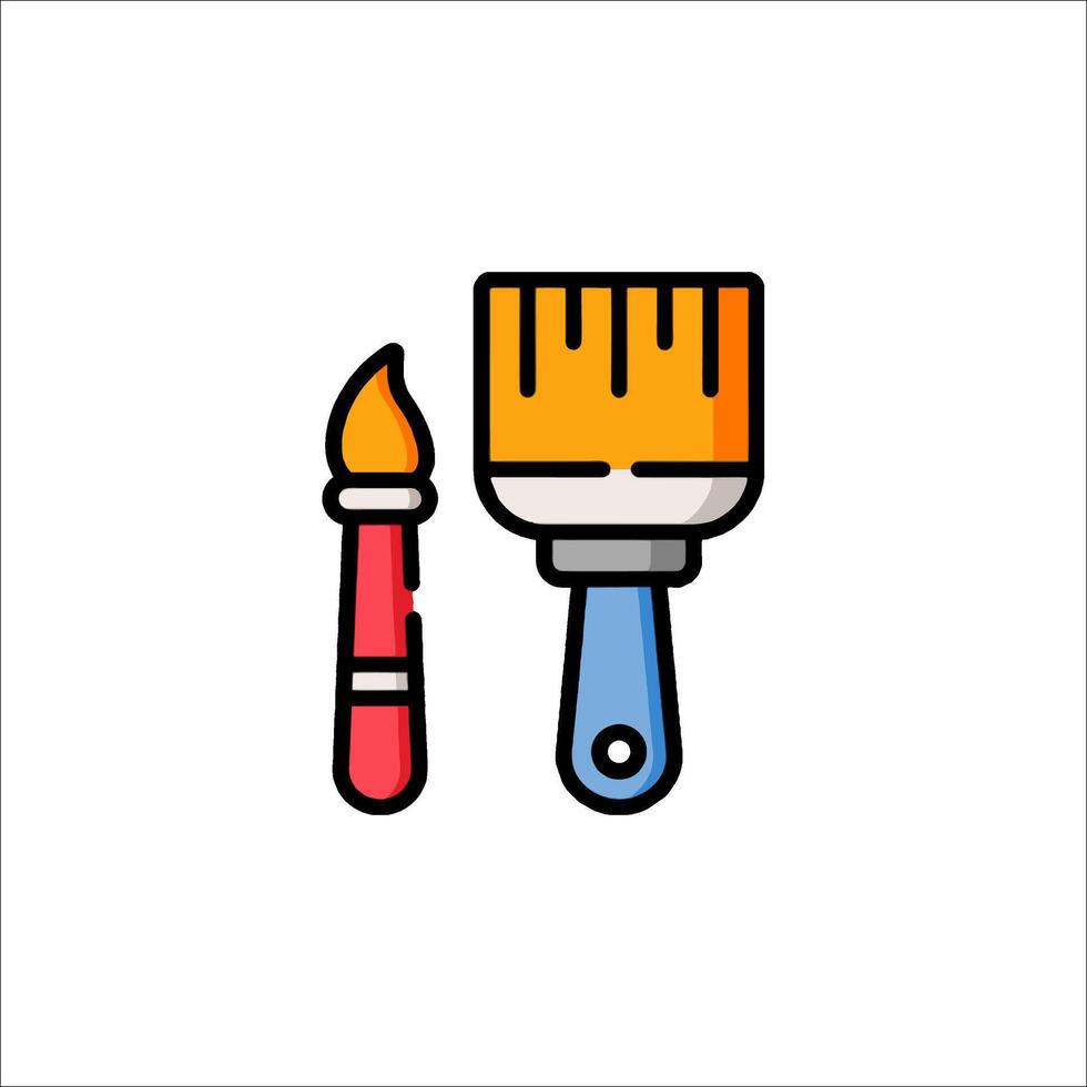 A paintbrush and a candle icon vector