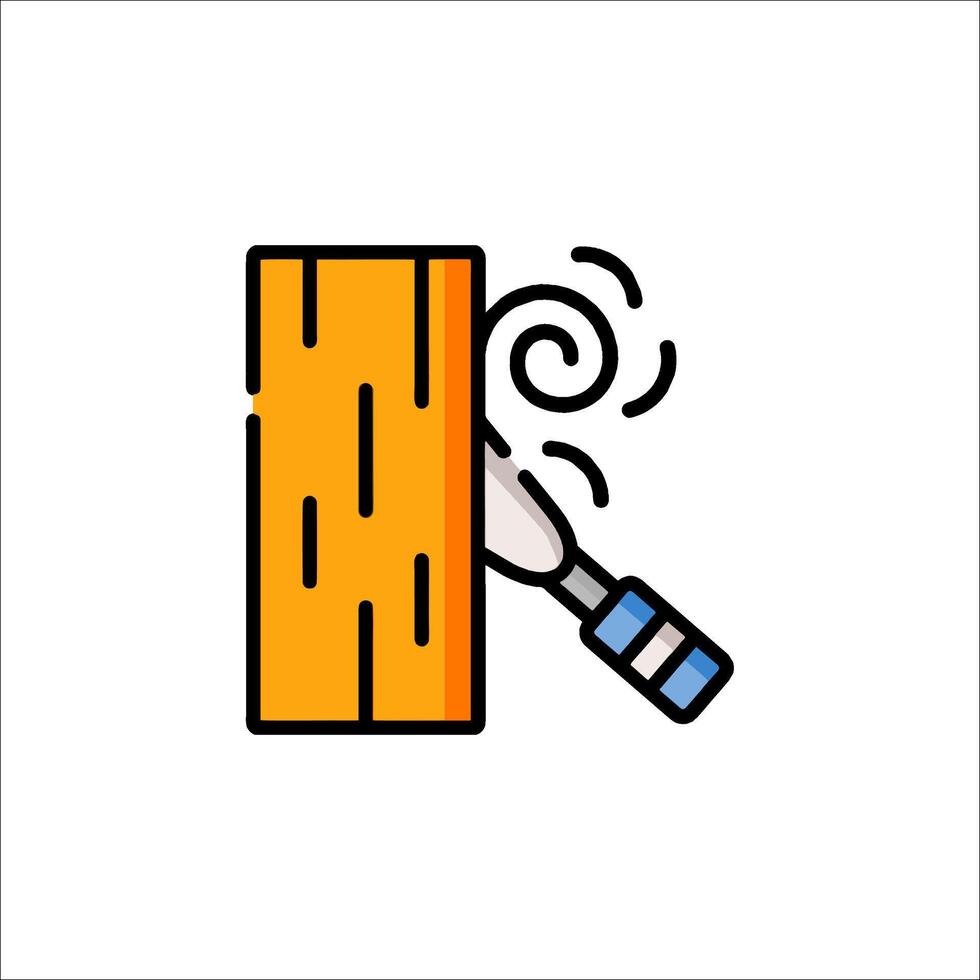 A wooden block with a knife and a screw vector