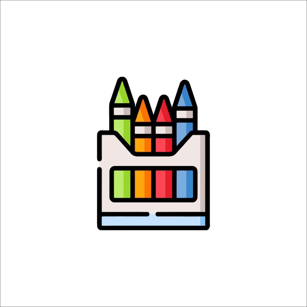 Colorful crayons in a box icon vector