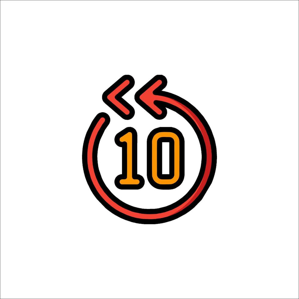 The ten minutes icon with a red arrow pointing to it vector
