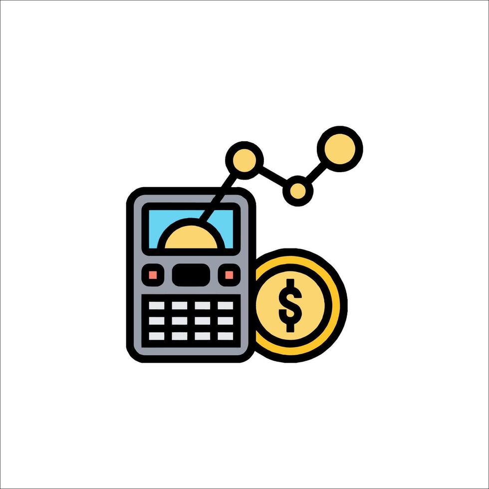 A calculator and coin icon vector