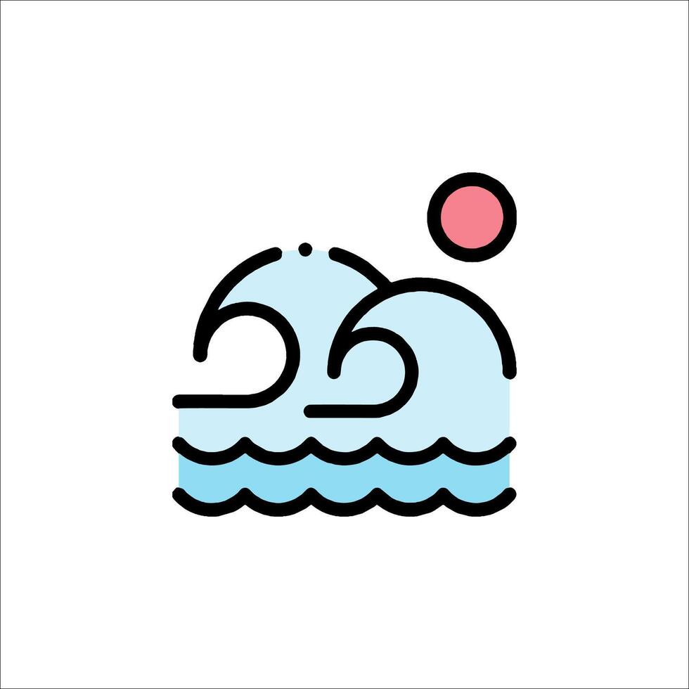 A wave and a sun icon on a white background vector