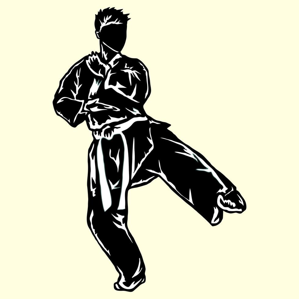 A man in karate stance vector