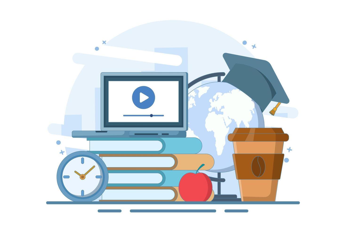 Online education concept, Internet education, online training and courses. Computer presentation, university. Distance education e-learning university. design illustration. vector