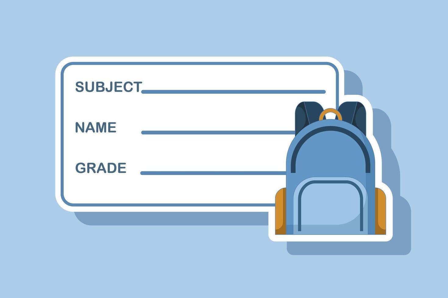 School Notebook Label Concept. School Notebook Label Template. stickers for notebooks. flat design illustration on background. vector