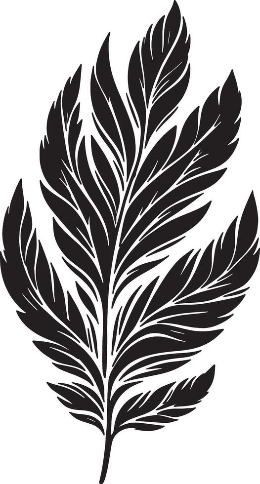 Beautiful Feather Shaped Leaves Silhouette for Artistic Concepts vector