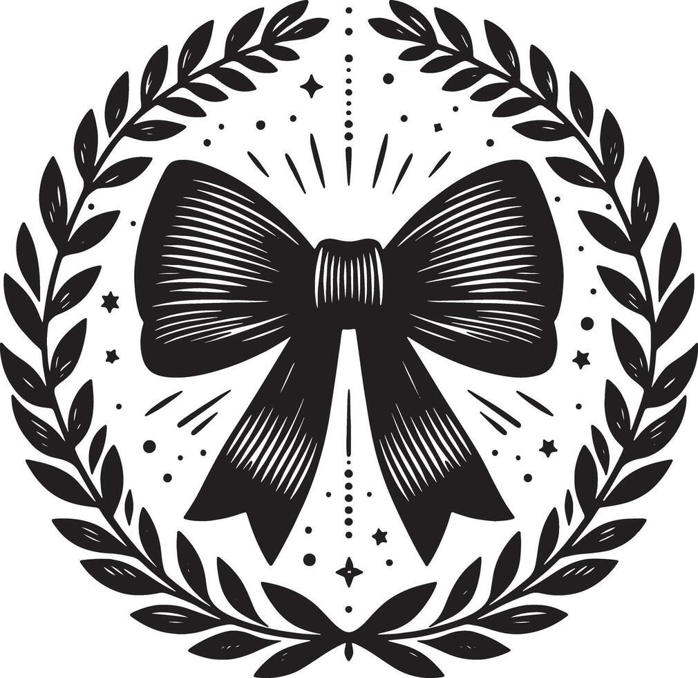 Simple Bow Ribbon Outline Illustration in Classic Design vector