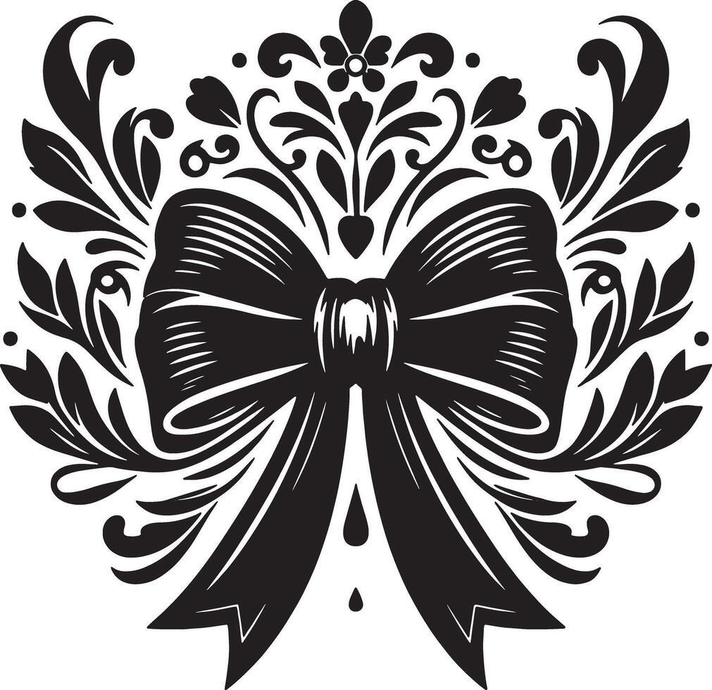 Minimal Line Art Bow Ribbon Illustration in Black vector