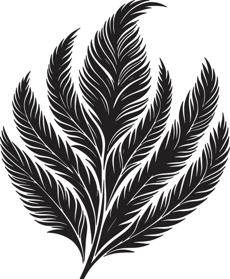Abstract Feather Inspired Leaves Silhouette Illustration vector