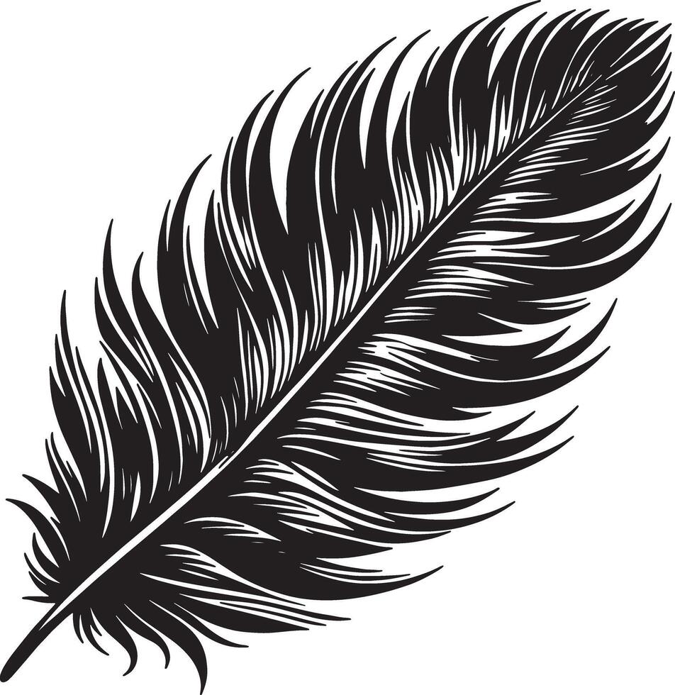 Botanical Feather Shaped Leaves Silhouette for Nature Themes vector